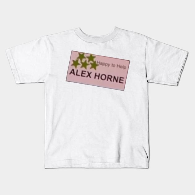 Alex Horne Happy to Help Kids T-Shirt by mywanderings